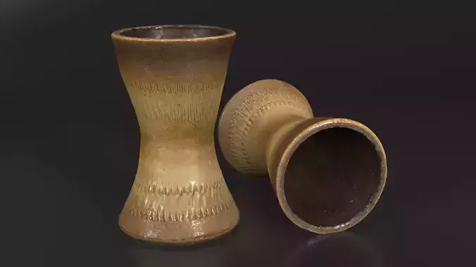 Ceramic Vase - Rustic Handcrafted Pottery Low-poly 3D model