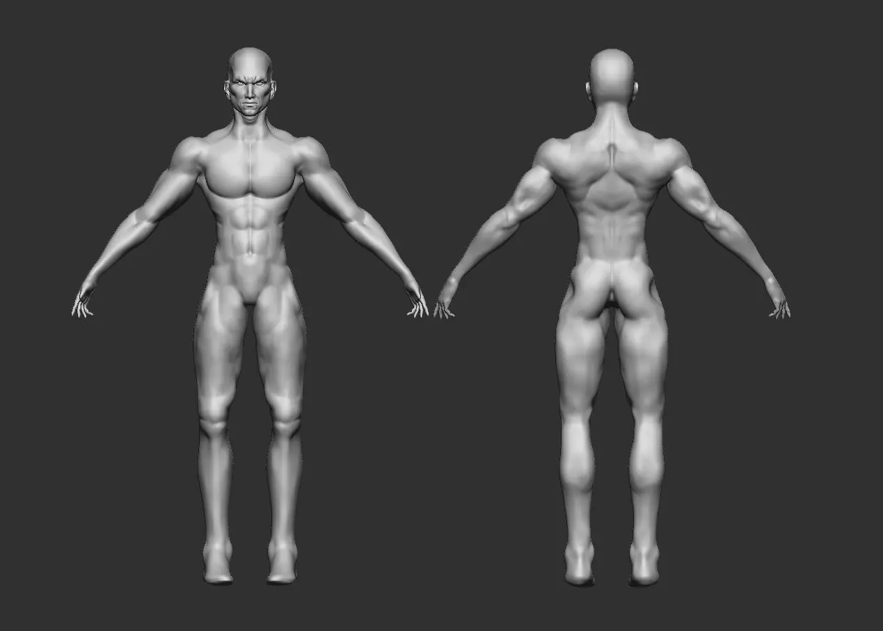 Stylized Male Base Mesh Low-poly 3D model_5
