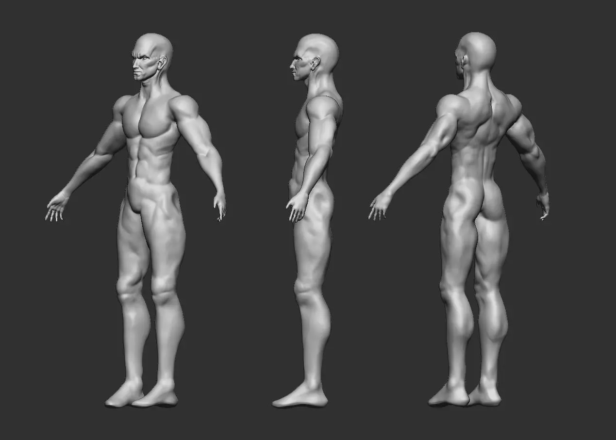 Stylized Male Base Mesh Low-poly 3D model_3