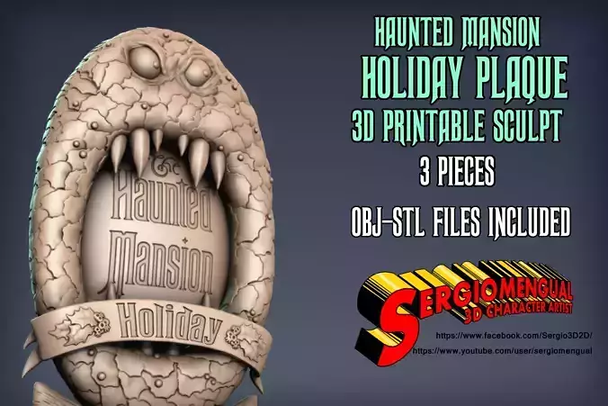 Haunted Mansion Holiday Plaque 3D Printable Sculpt 3D print model