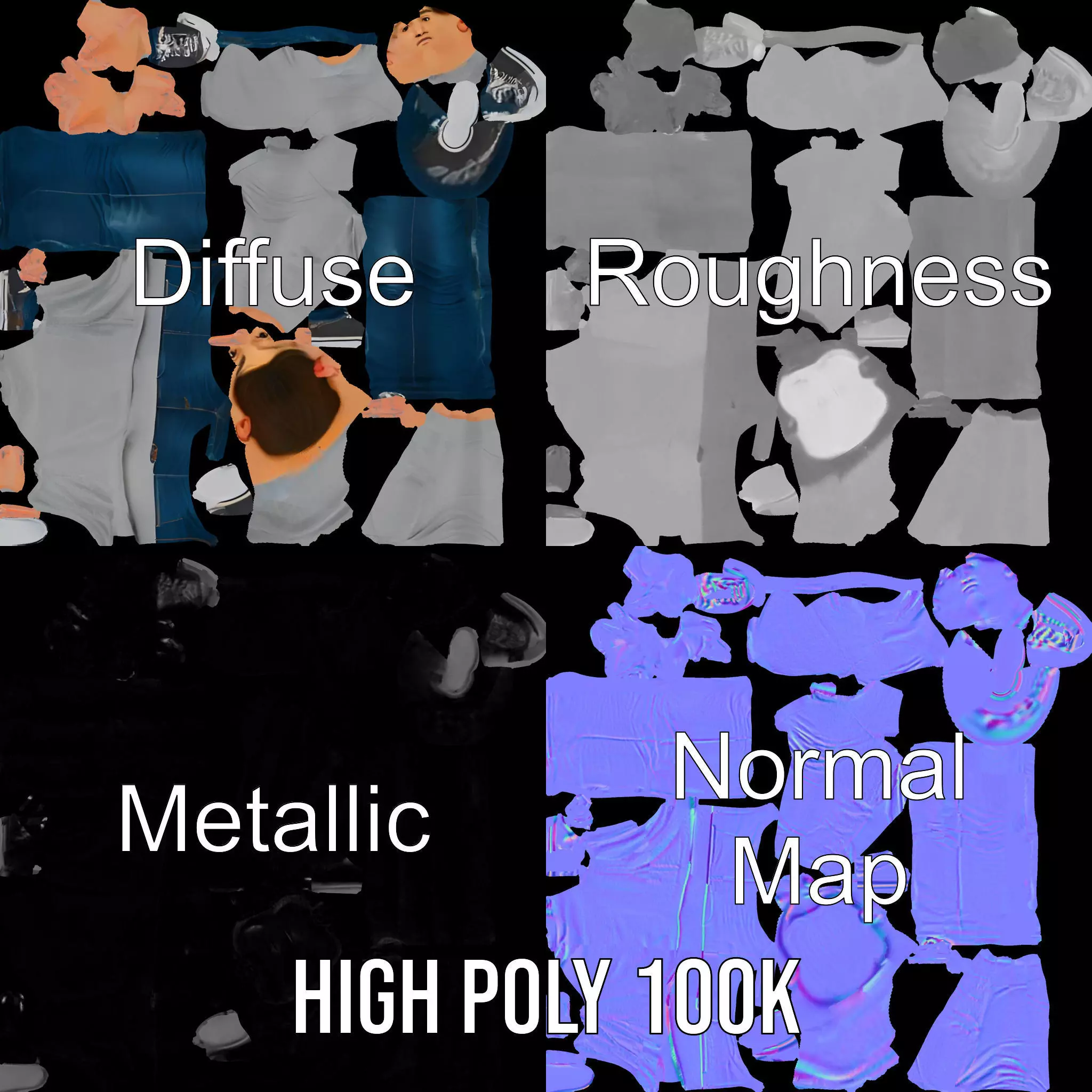 Casual Outfit Male Character model pack Low-poly 3D model_3