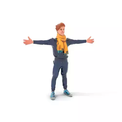 Casual Outfit Man with Scarf model pack