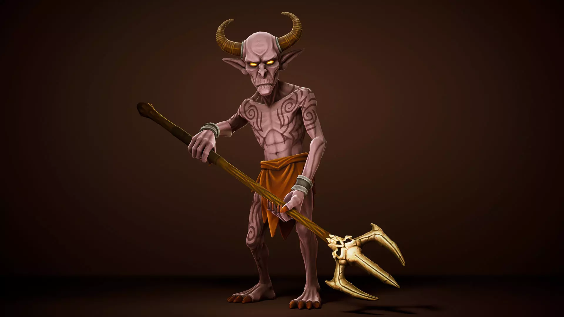 Demon Spearman - Game ready character Low-poly 3D model_2