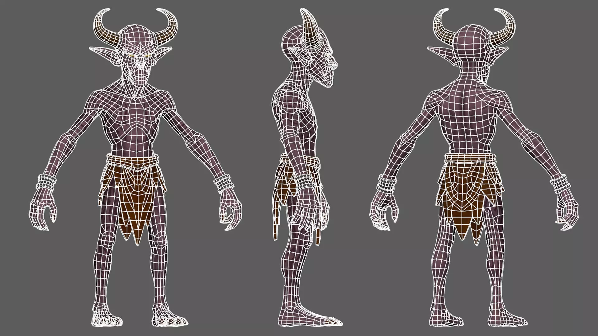Demon Spearman - Game ready character Low-poly 3D model_13