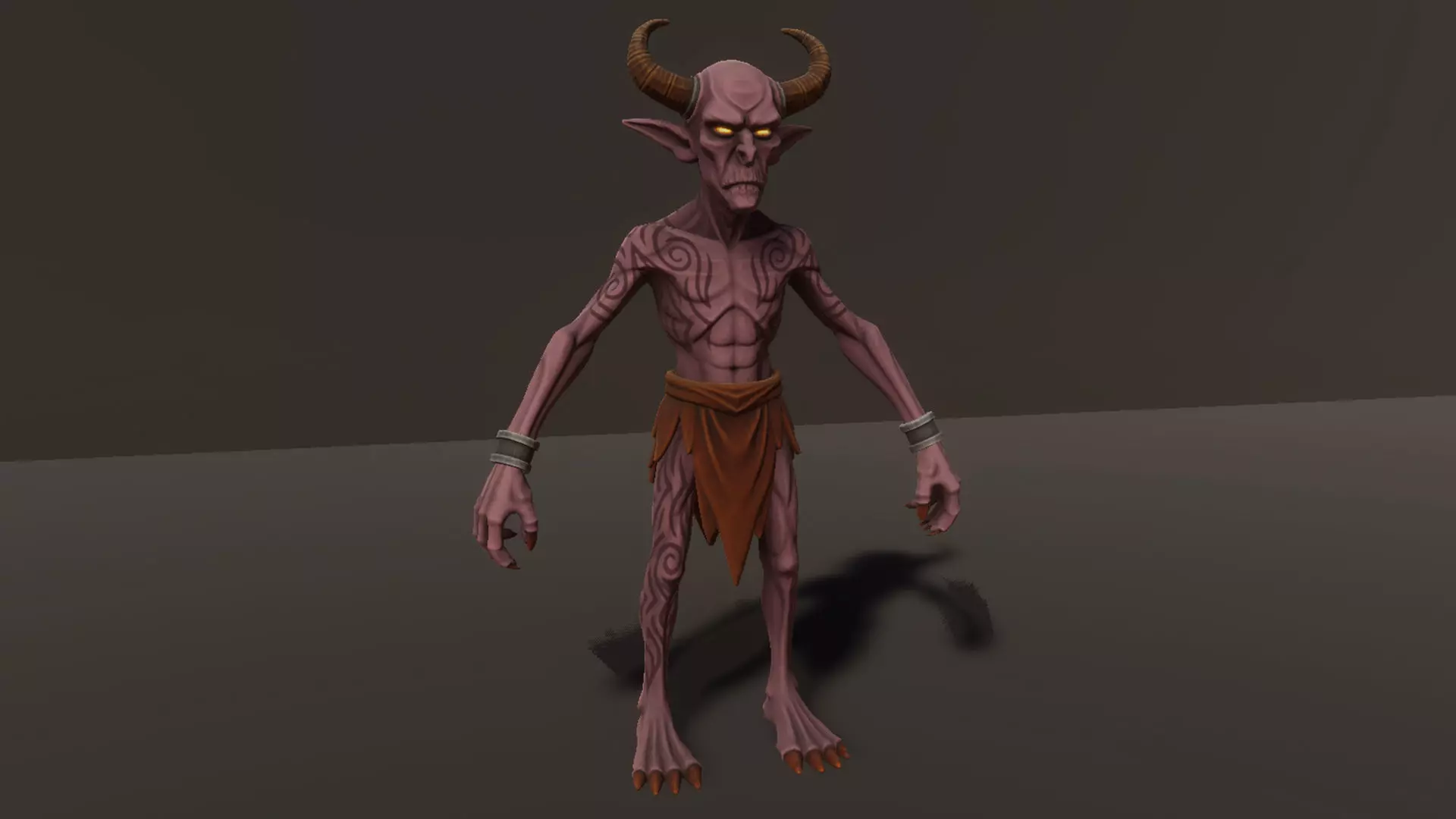 Demon Spearman - Game ready character Low-poly 3D model_8