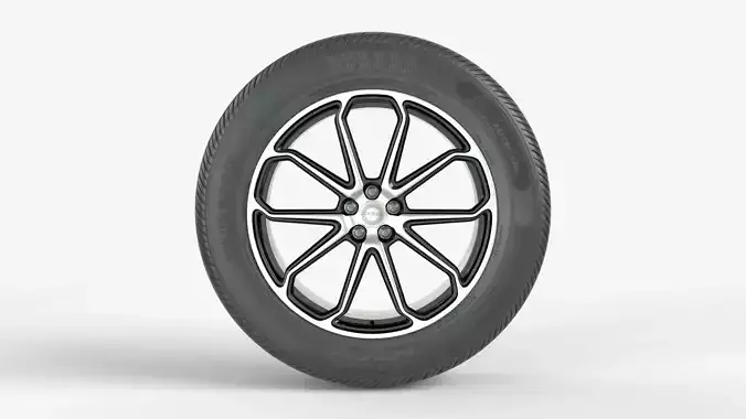 Asymmetrical Tire With Alloy Rim 3D model 2