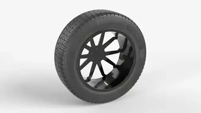 Asymmetrical Tire With Alloy Rim 3D model 4