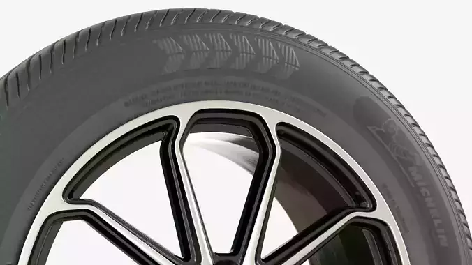 Asymmetrical Tire With Alloy Rim 3D model 5