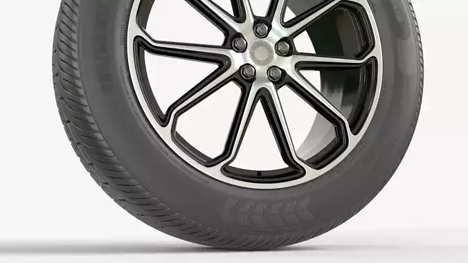 Asymmetrical Tire With Alloy Rim 3D model 6