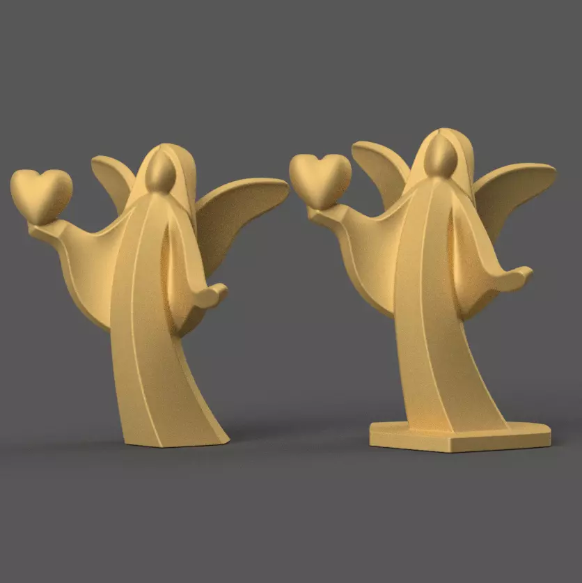 Angel Heart 3D Model STL File Base and No Base 3D print model_0