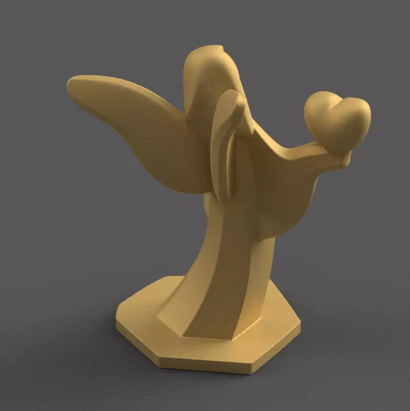 Angel Heart 3D Model STL File Base and No Base 3D print model_2