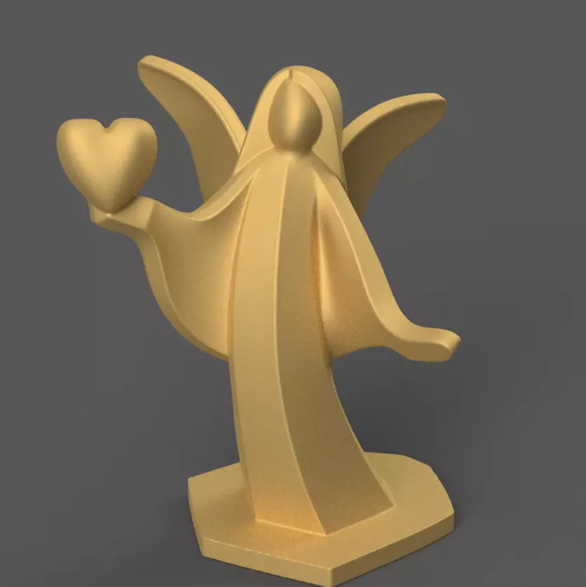 Angel Heart 3D Model STL File Base and No Base 3D print model_1