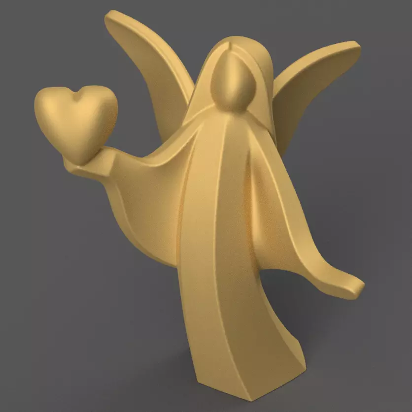 Angel Heart 3D Model STL File Base and No Base 3D print model_4