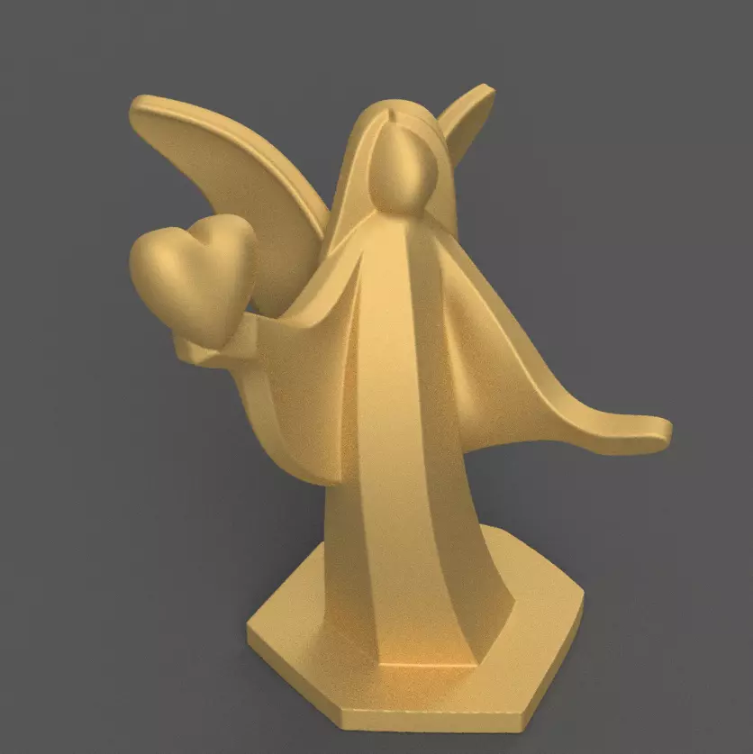 Angel Heart 3D Model STL File Base and No Base 3D print model_3