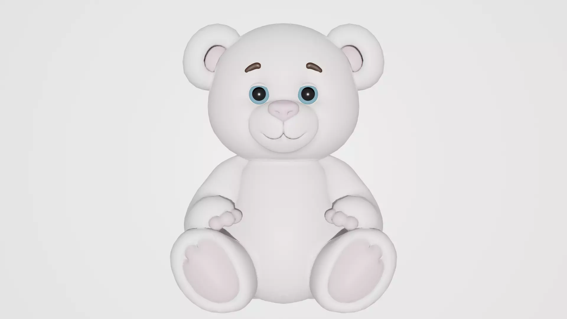 White Stylized Teddy Bear 3D Model Low-poly 3D model_2