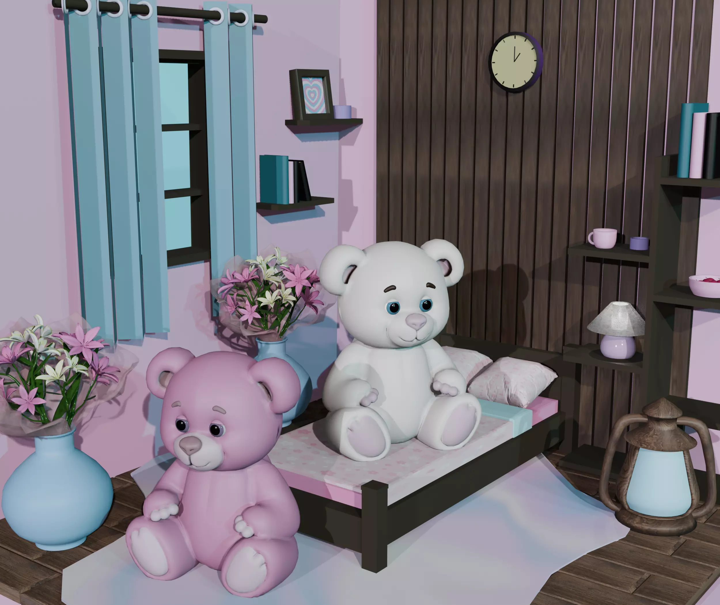 White Stylized Teddy Bear 3D Model Low-poly 3D model_0