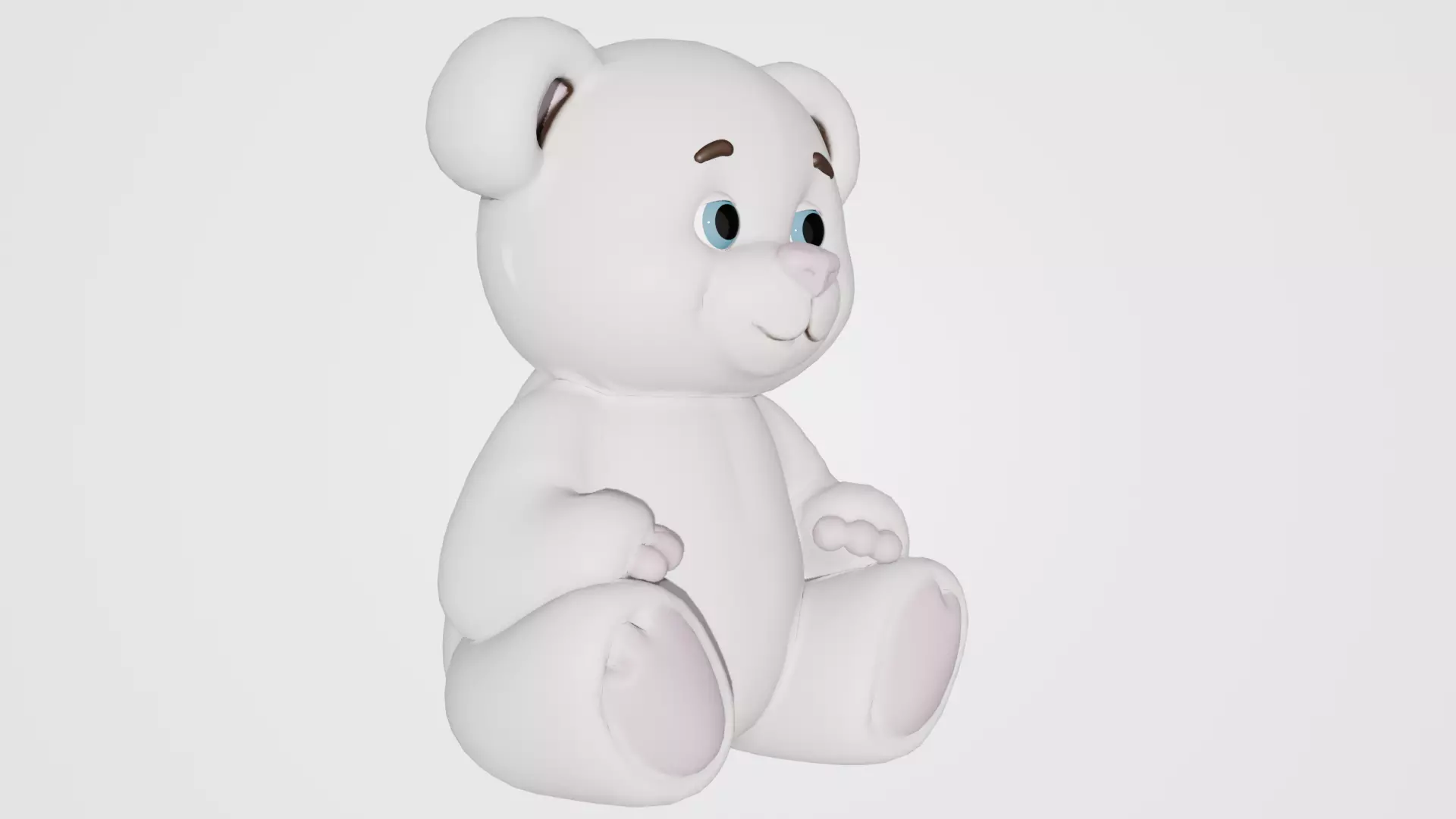 White Stylized Teddy Bear 3D Model Low-poly 3D model_3