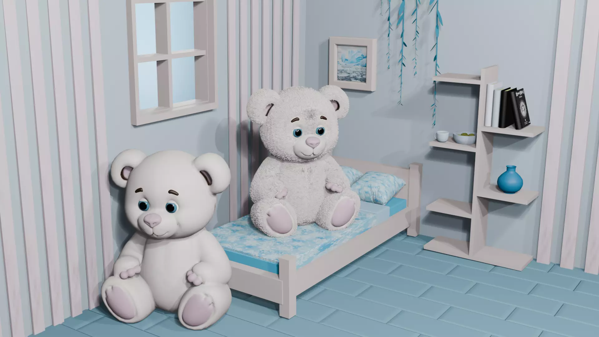 White Stylized Teddy Bear 3D Model Low-poly 3D model_1