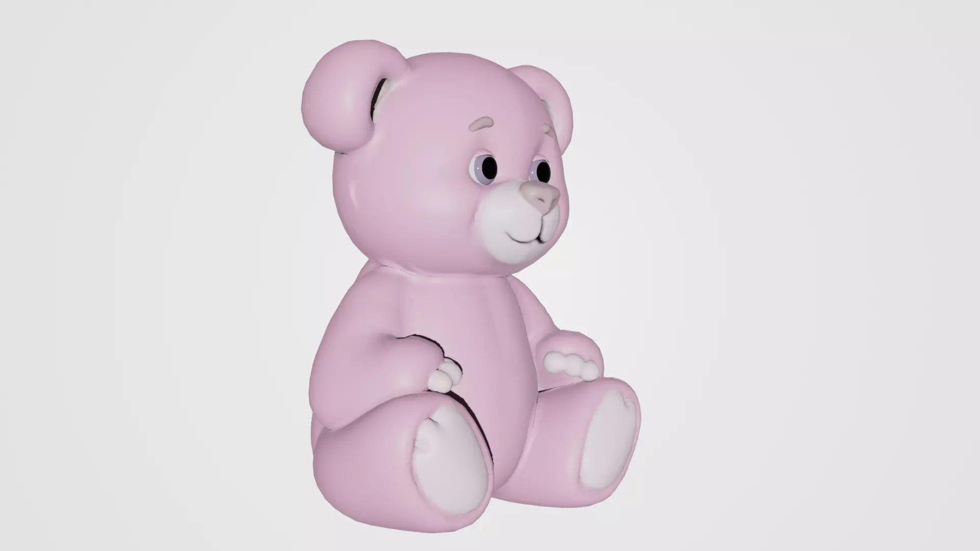 Pink Stylized Teddy Bear 3D Model Low-poly 3D model_2