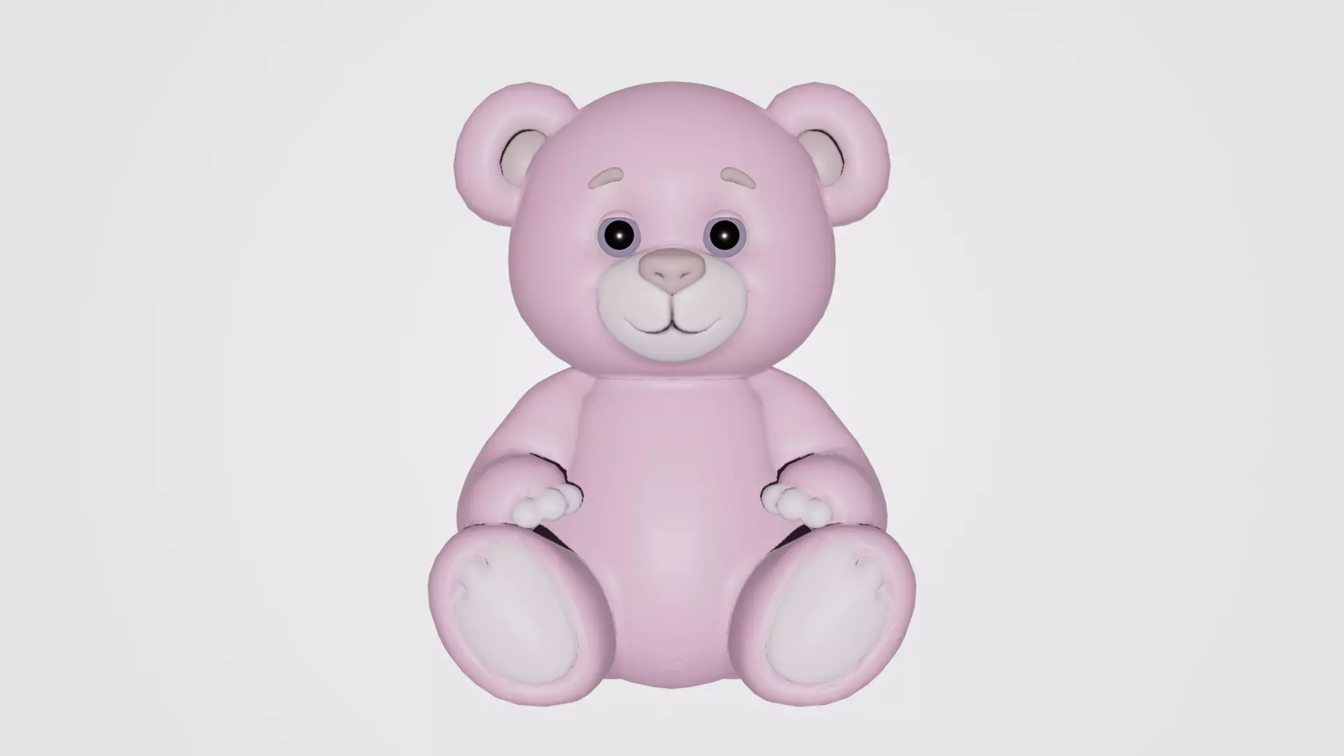 Pink Stylized Teddy Bear 3D Model Low-poly 3D model_1