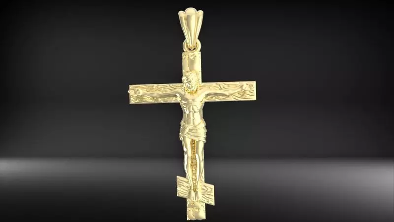 Crucifix Cross Charm Pendant Necklace Catholic Jesus 3D print model_2