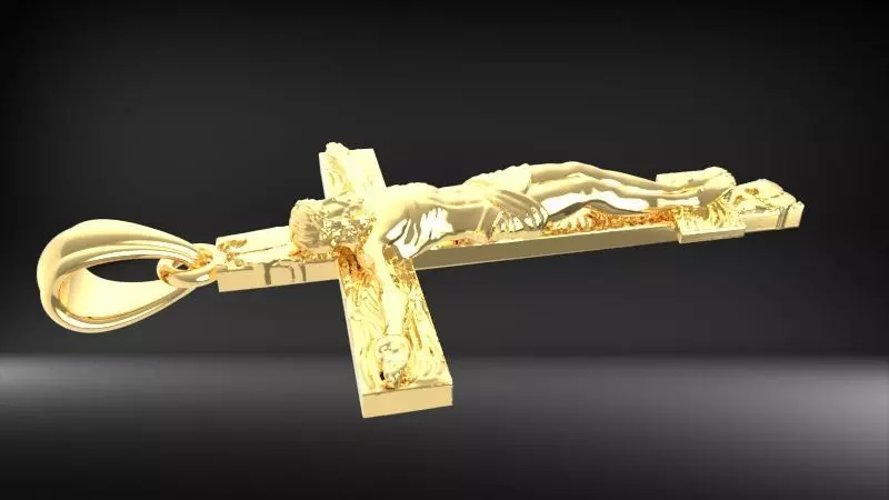 Crucifix Cross Charm Pendant Necklace Catholic Jesus 3D print model_14
