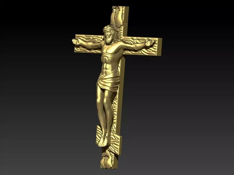 Crucifix Cross Charm Pendant Necklace Catholic Jesus 3D print model_1
