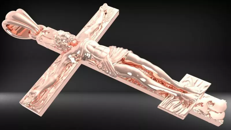 Crucifix Cross Charm Pendant Necklace Catholic Jesus 3D print model_6