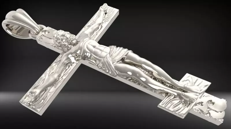 Crucifix Cross Charm Pendant Necklace Catholic Jesus 3D print model_37