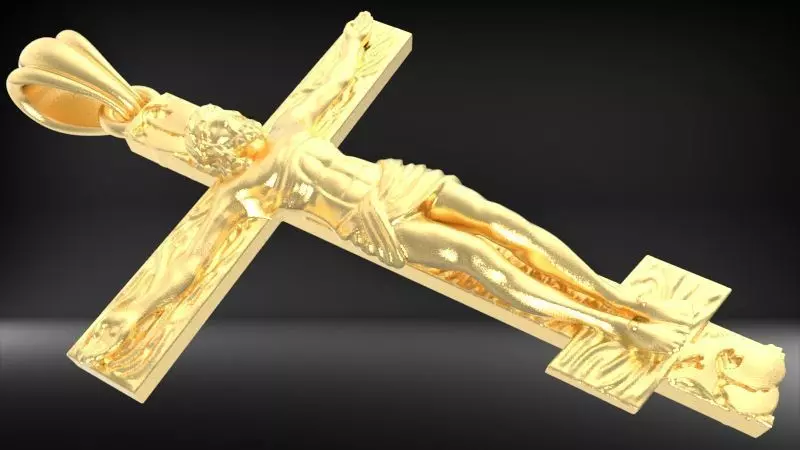 Crucifix Cross Charm Pendant Necklace Catholic Jesus 3D print model_36