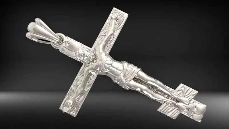 Crucifix Cross Charm Pendant Necklace Catholic Jesus 3D print model_17
