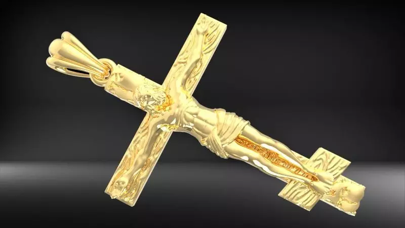 Crucifix Cross Charm Pendant Necklace Catholic Jesus 3D print model_3