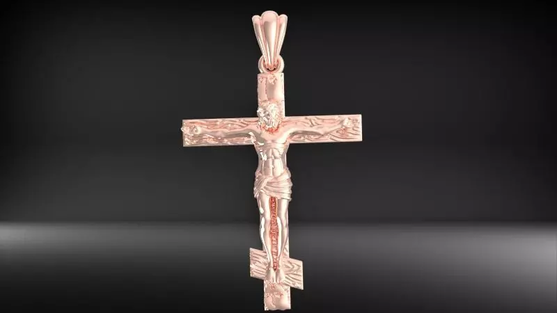 Crucifix Cross Charm Pendant Necklace Catholic Jesus 3D print model_4