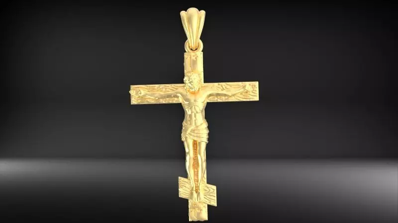Crucifix Cross Charm Pendant Necklace Catholic Jesus 3D print model_8