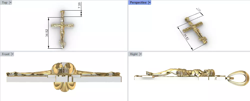 Crucifix Cross Charm Pendant Necklace Catholic Jesus 3D print model_22