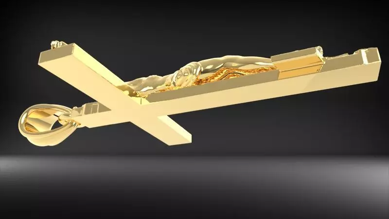 Crucifix Cross Charm Pendant Necklace Catholic Jesus 3D print model_13