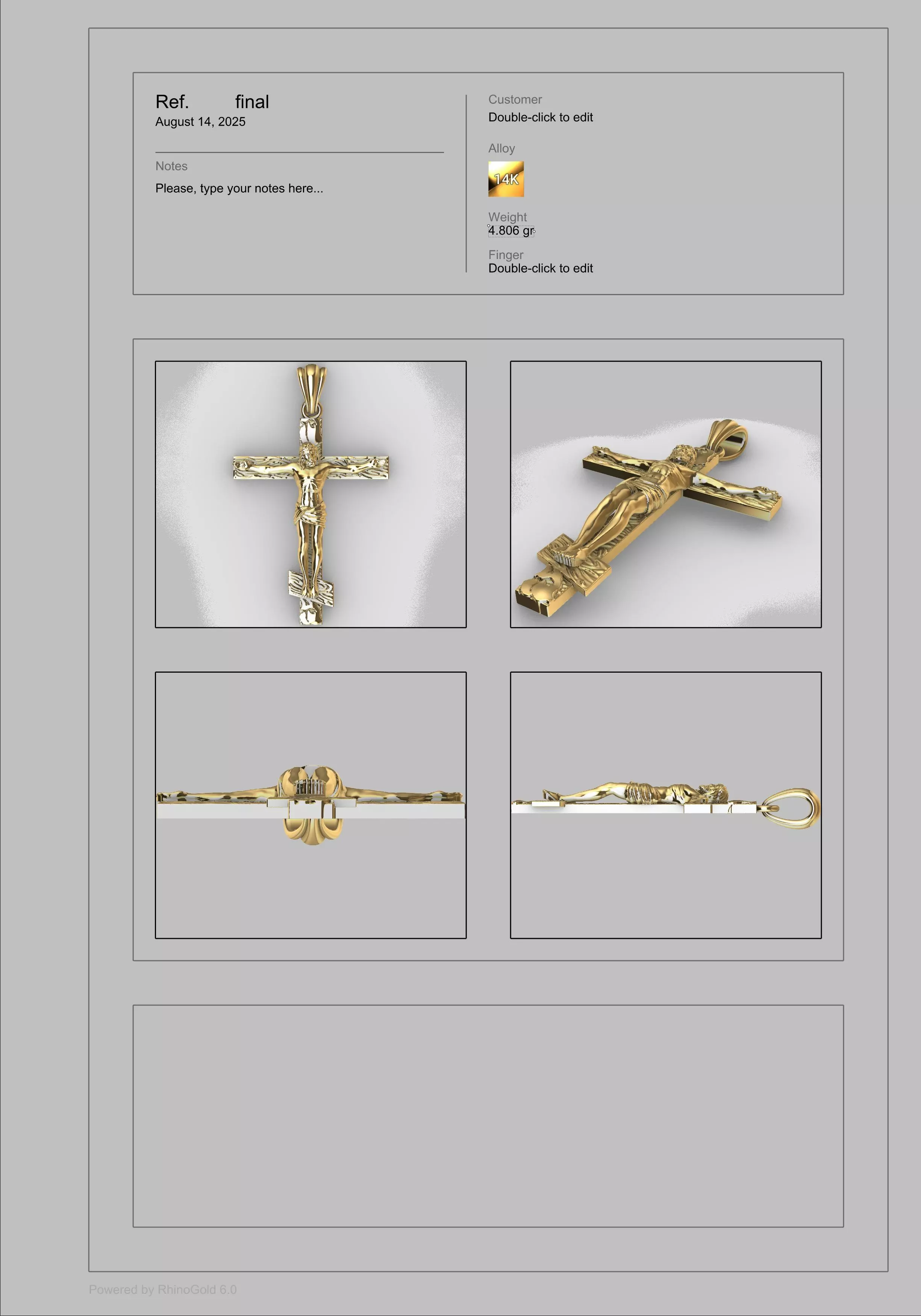 Crucifix Cross Charm Pendant Necklace Catholic Jesus 3D print model_39