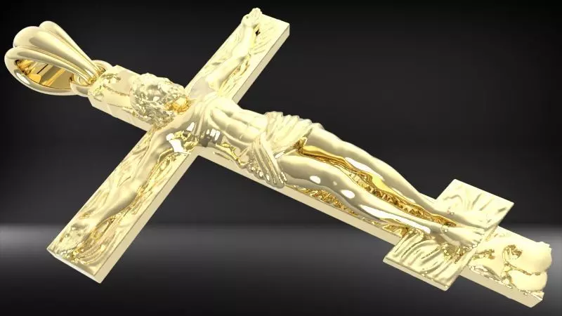 Crucifix Cross Charm Pendant Necklace Catholic Jesus 3D print model_10