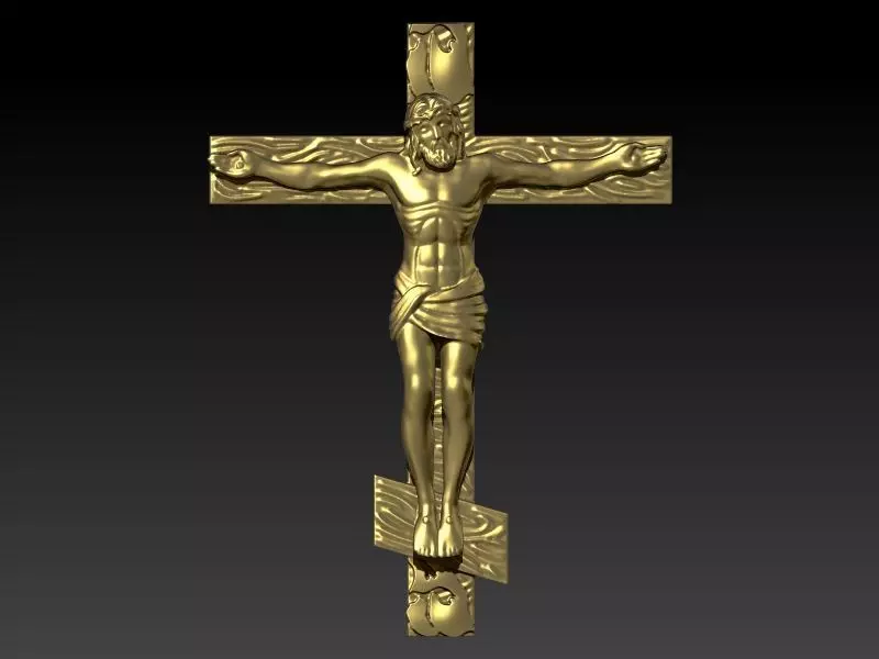 Crucifix Cross Charm Pendant Necklace Catholic Jesus 3D print model_30