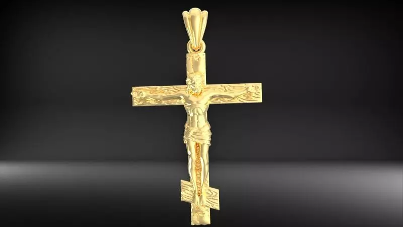 Crucifix Cross Charm Pendant Necklace Catholic Jesus 3D print model_33