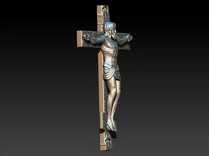 Crucifix Cross Charm Pendant Necklace Catholic Jesus 3D print model_9