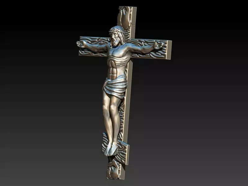 Crucifix Cross Charm Pendant Necklace Catholic Jesus 3D print model_29