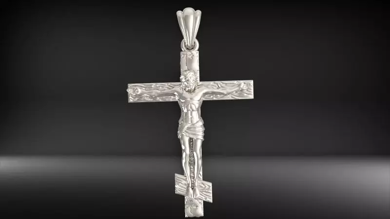 Crucifix Cross Charm Pendant Necklace Catholic Jesus 3D print model_32