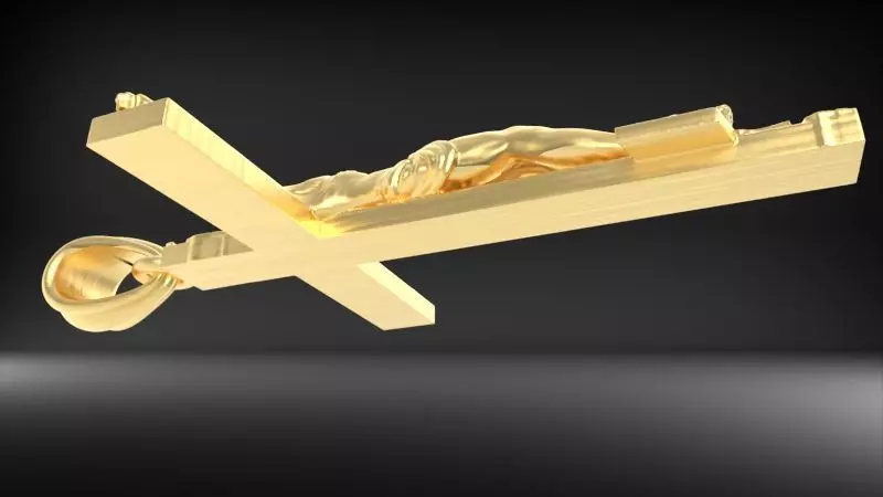 Crucifix Cross Charm Pendant Necklace Catholic Jesus 3D print model_12