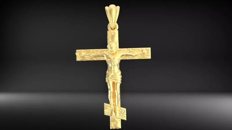 Crucifix Cross Charm Pendant Necklace Catholic Jesus 3D print model_34