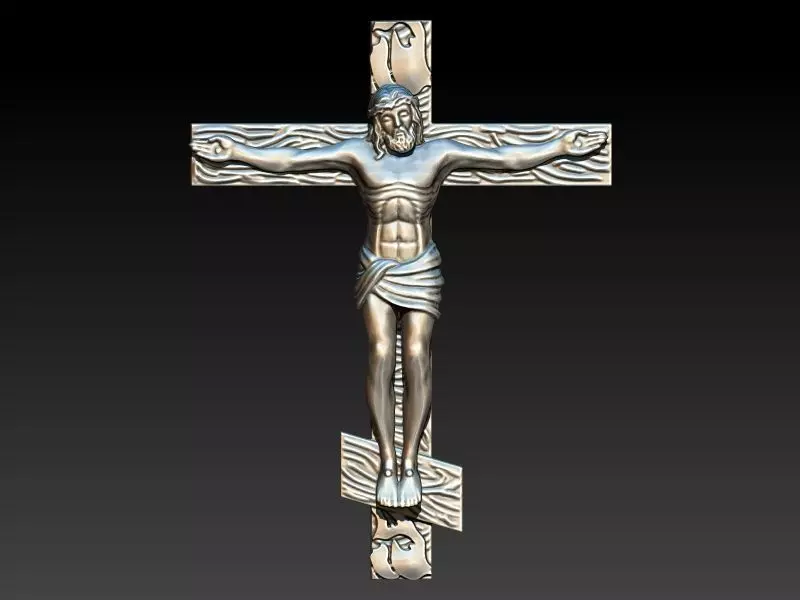 Crucifix Cross Charm Pendant Necklace Catholic Jesus 3D print model_7