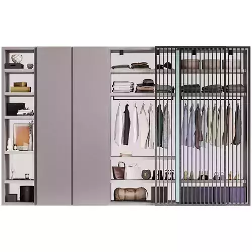 Wardrobe with clothes