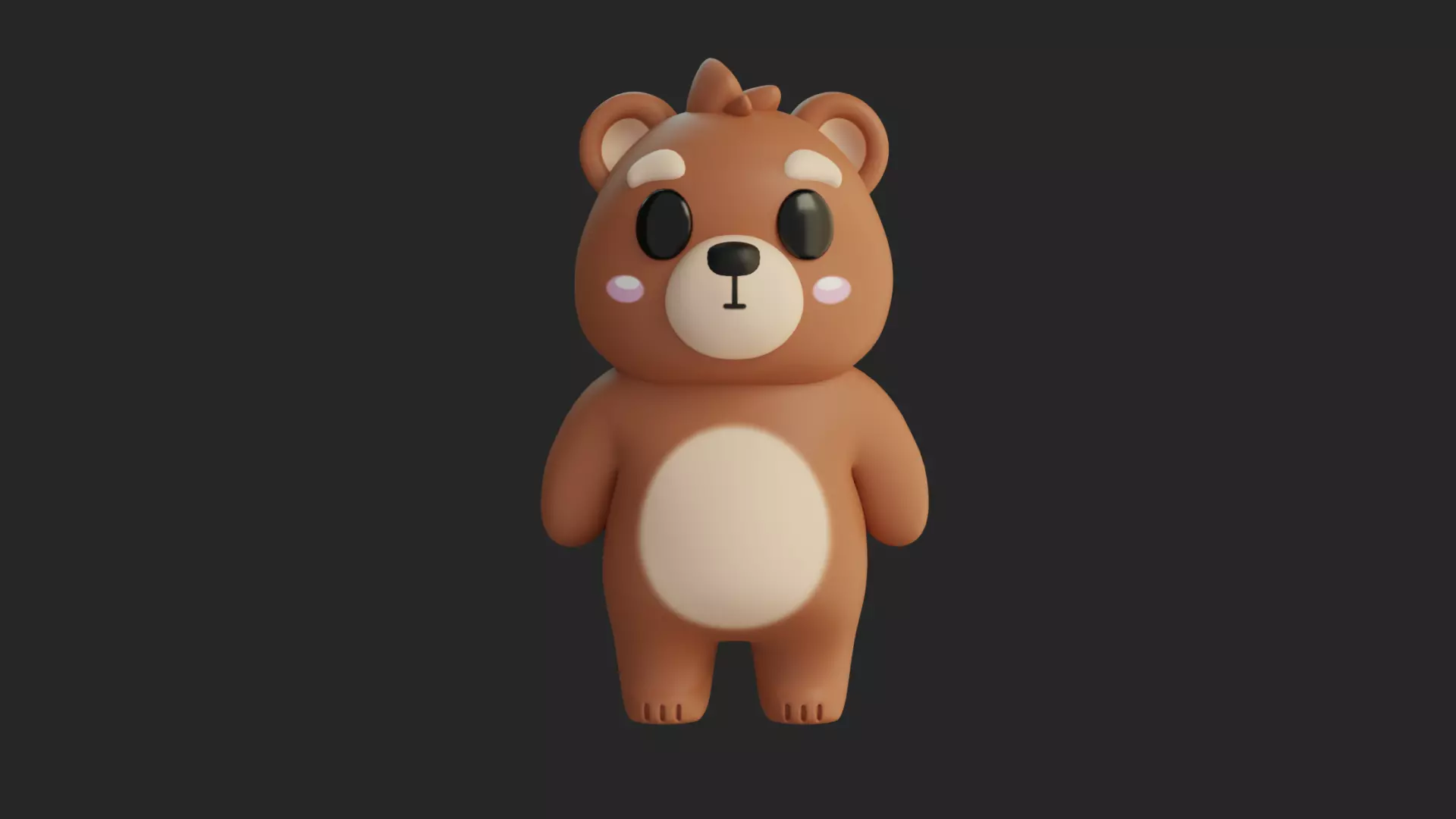 Cartoon Chibi Bear 3D Model Rigged Animated Blender Ready Low-poly 3D model_6