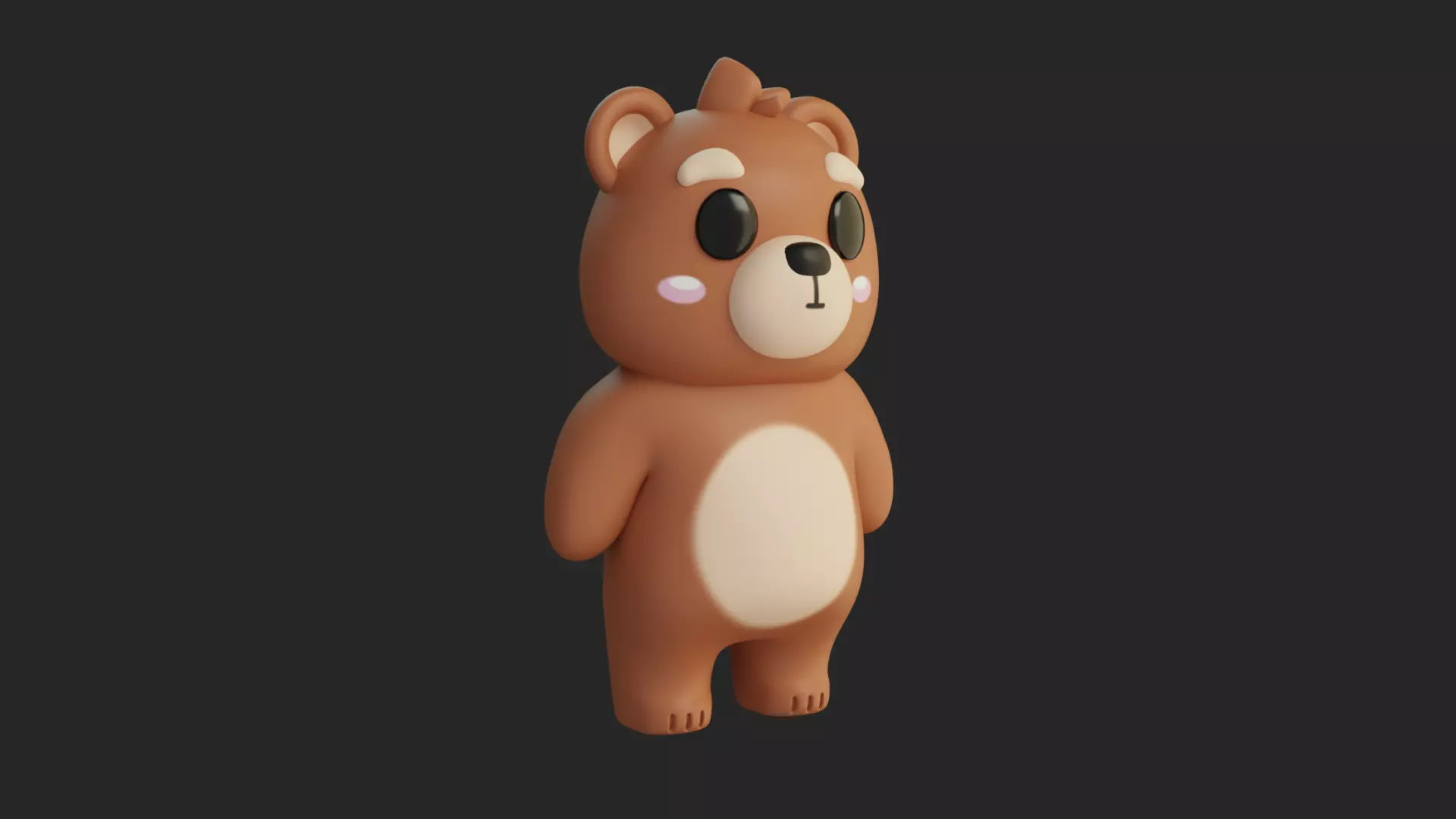 Cartoon Chibi Bear 3D Model Rigged Animated Blender Ready Low-poly 3D model_4