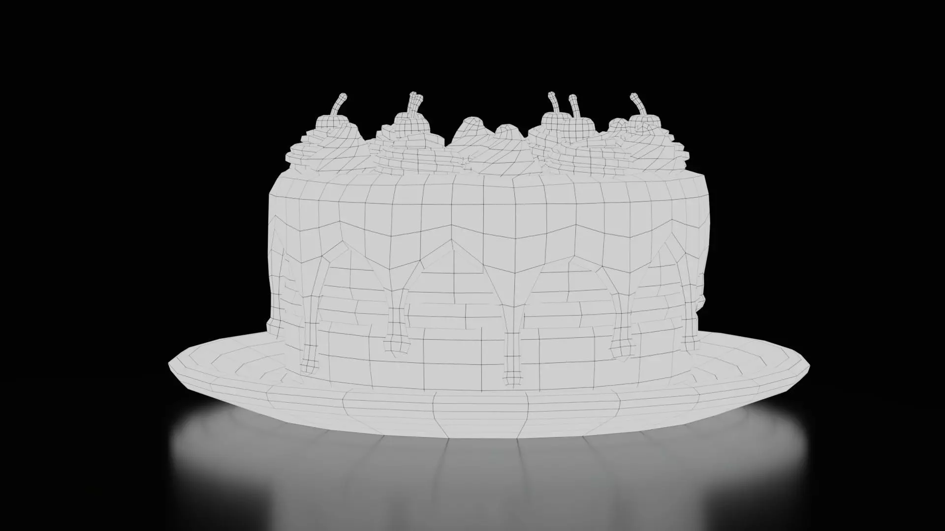 Low Poly Chocolate Cake with Cherries Free low-poly 3D model_6